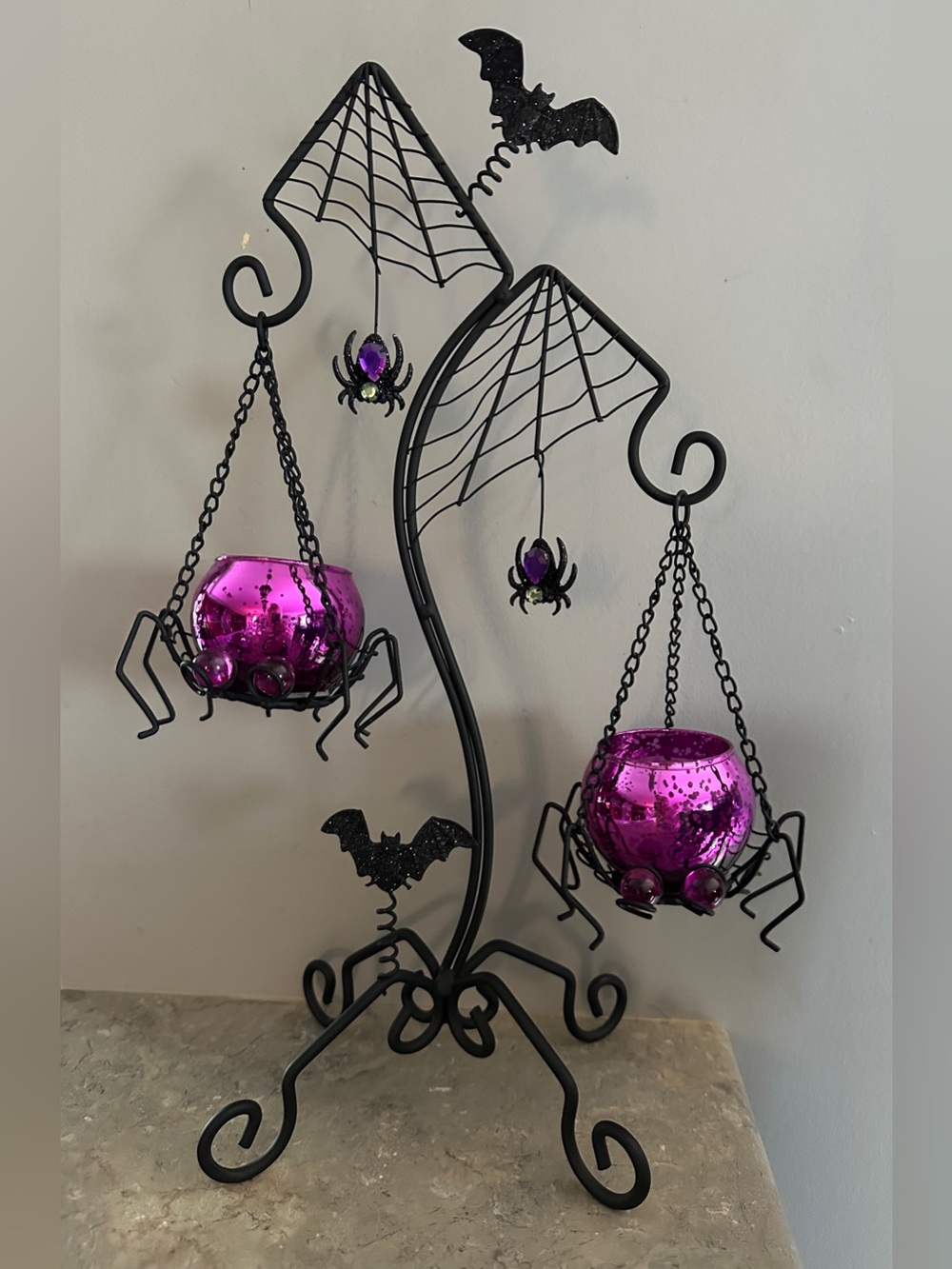 Pier 1 Halloween Spider Web Double Hanging Votive Candle Holders